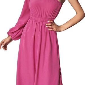 PINK WOMEN'S DRESS ONE SHOULDER